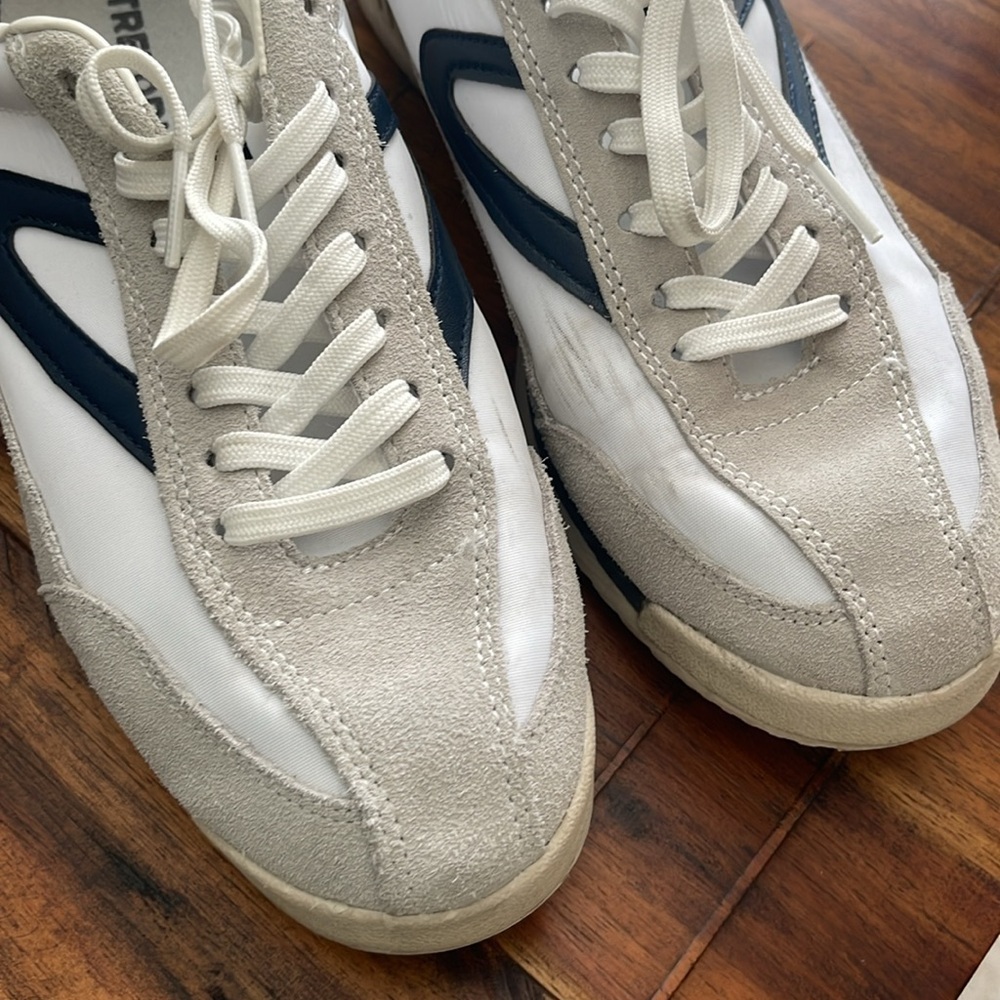 Tretorn Rawlins Suede Shoes Womens Size 9M White Navy Sneakers Blokecore Retro - Picture 3 of 13